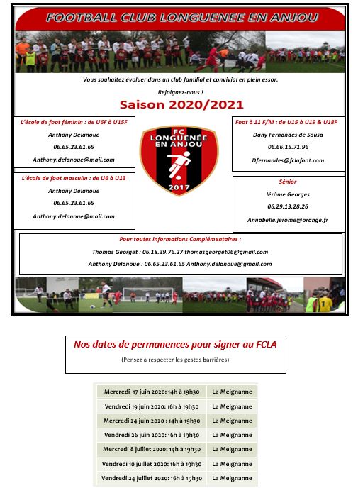 Rejoignez-nous ! pour la saison 2020 2021